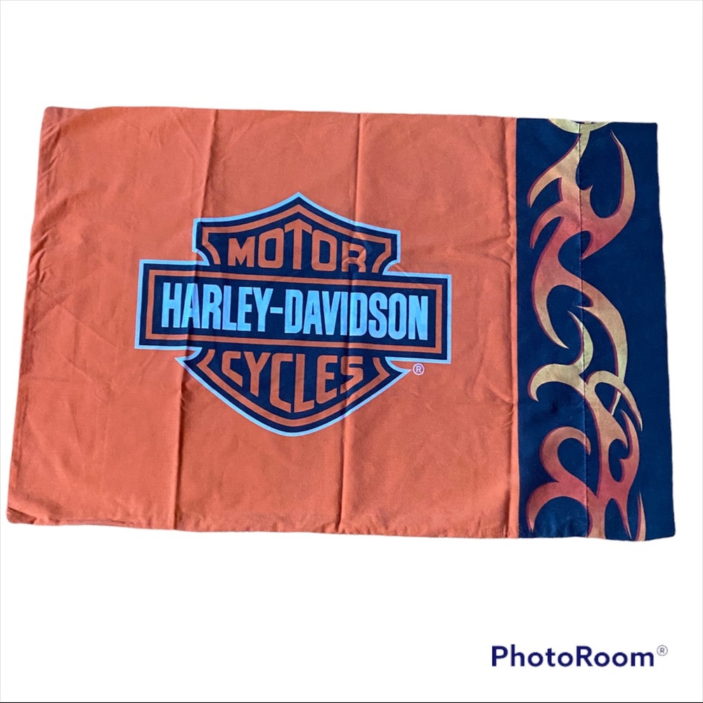 Single vintage Harley Davidson pillow case. Collector retro motorcycle decor